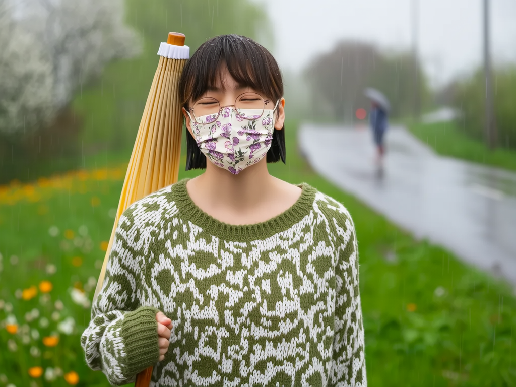 初春的清晨，细雨绵绵，乡间小路旁的野花含苞待放，散发着淡淡的清香。路上行人稀少，只有一位撑着油纸伞的行人，在雨中漫步，享...